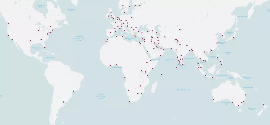 Route map of Qatar Airways