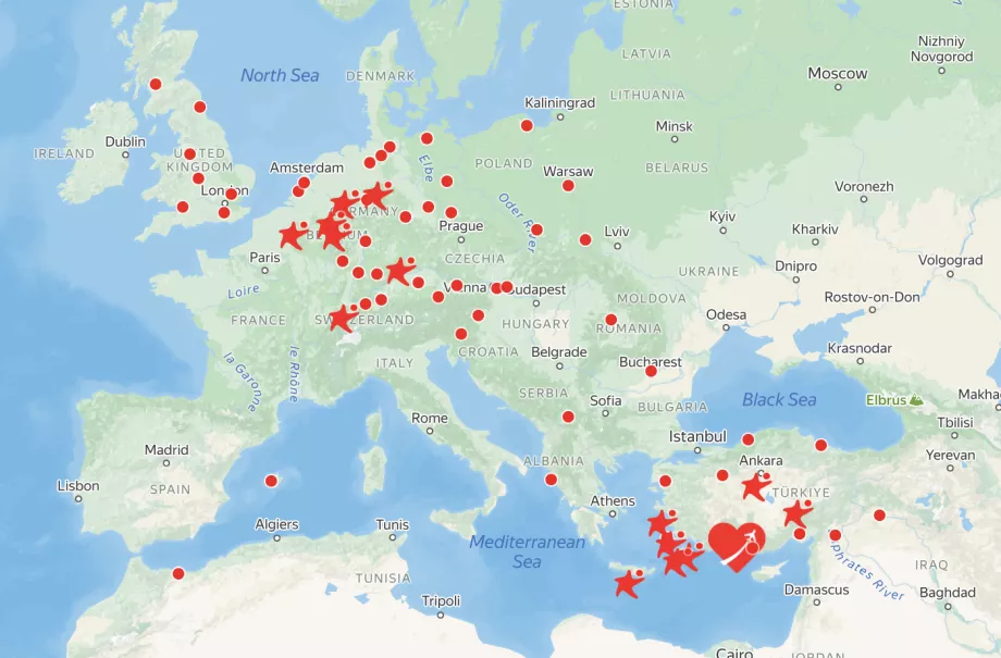 Mapa de ruta Corendon Airlines