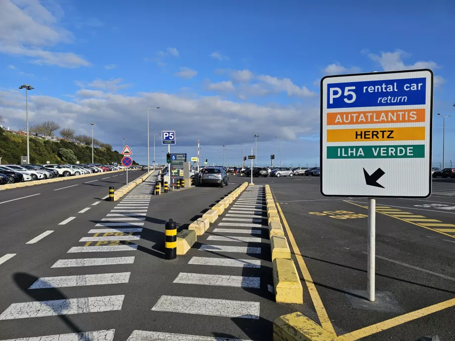 Aparcamiento de alquiler de coches, aeropuerto de Ponta Delgada