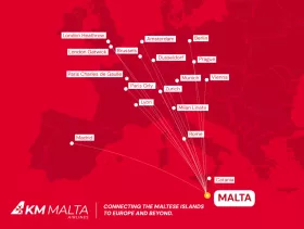 Mapa de ruta de KM Malta Airlines