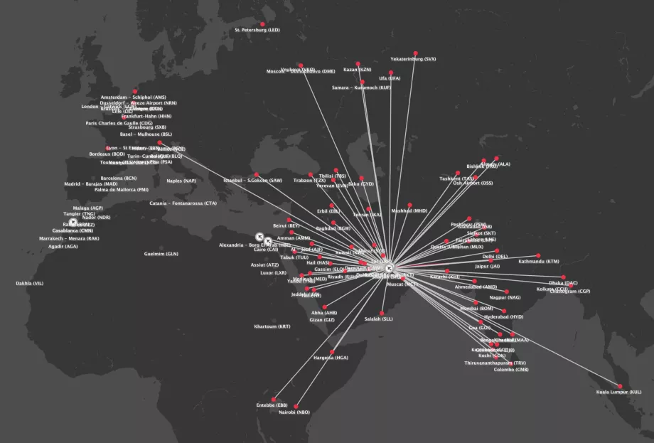 Route map Air Arabia