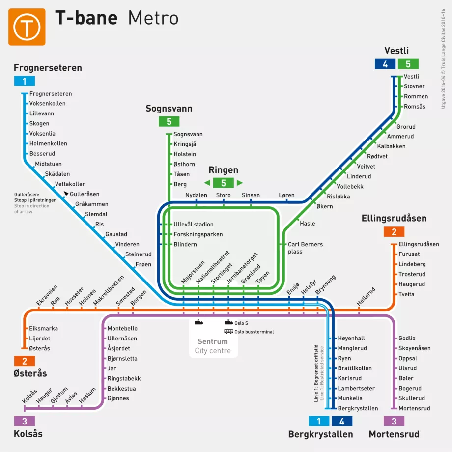 Mapa del metro de Oslo