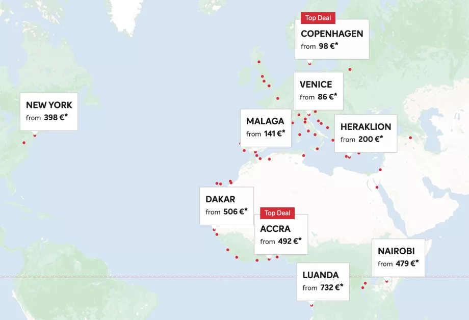 Mapa de ruta de Brussels Airlines