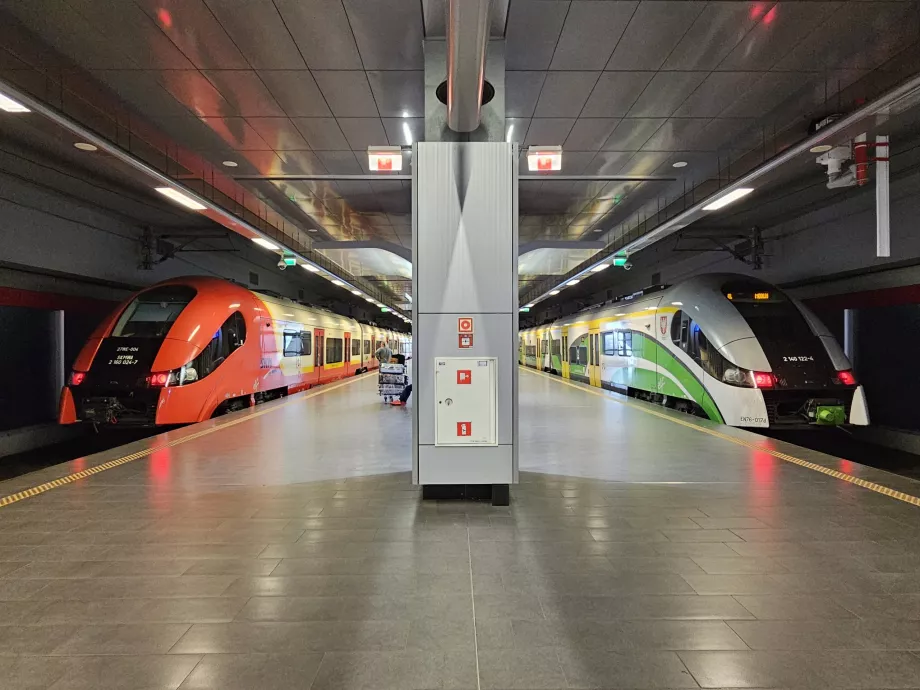 Andenes de los trenes - en el tren izquierdo de la línea S (SKM), en el tren derecho de la línea RL