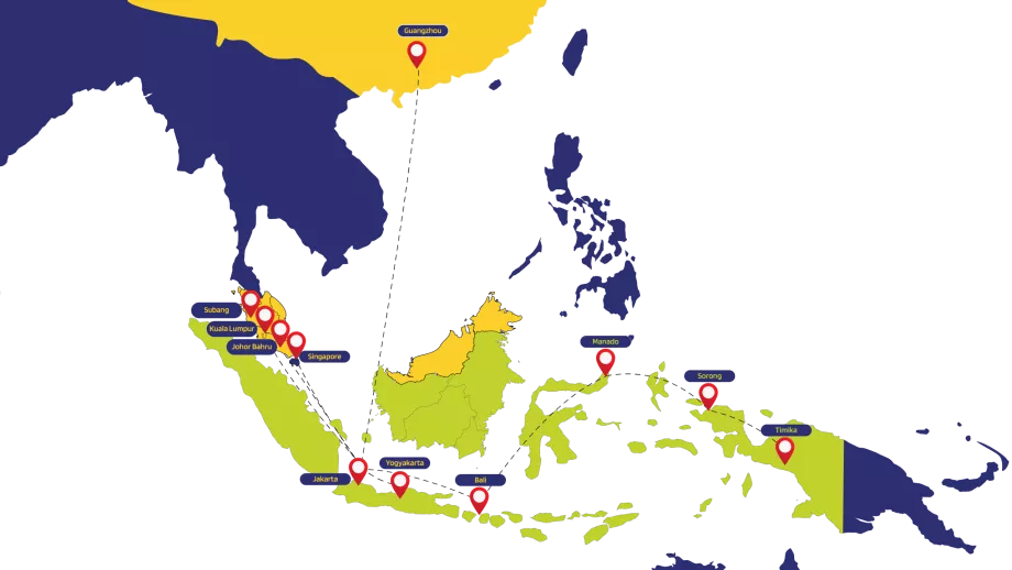 Mapa de la ruta TransNusa