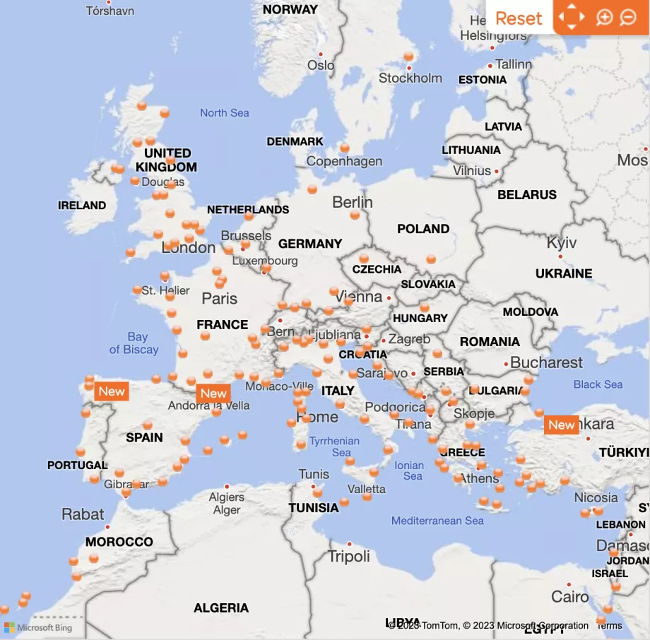 Mapa de ruta de easyJet