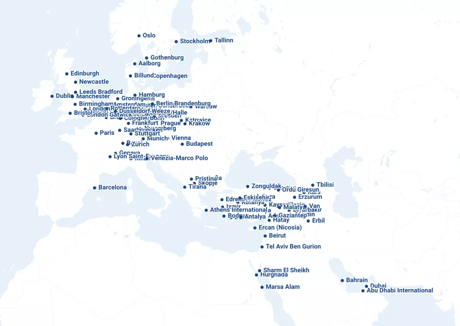 Mapa de ruta de las líneas aéreas SunExpress