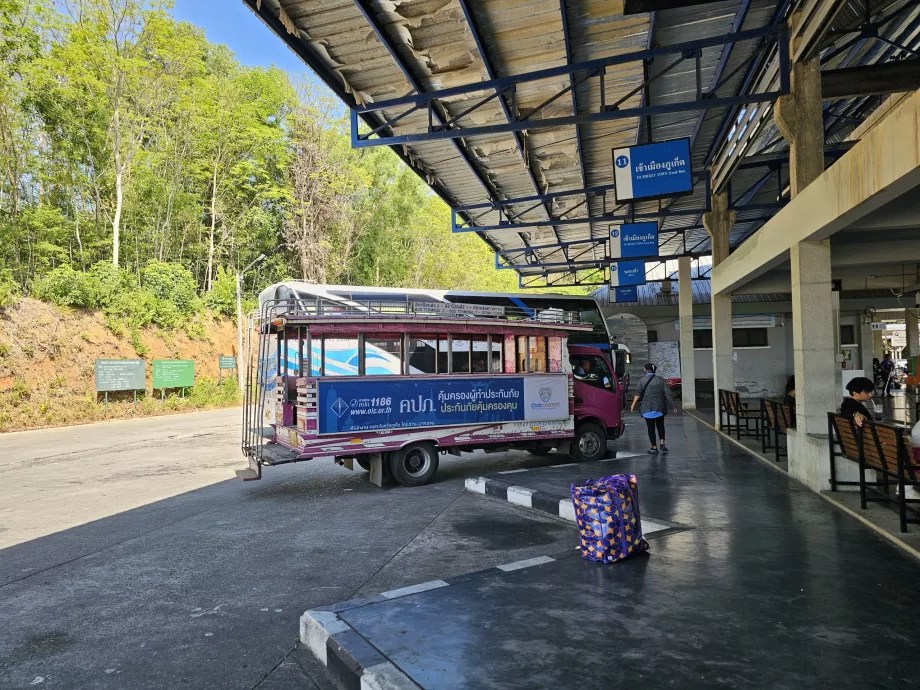 Autobús rosa en la Terminal de Autobuses 2