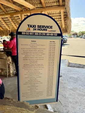 Lista de precios para los servicios de taxi desde Punta Cana Airport PUJ