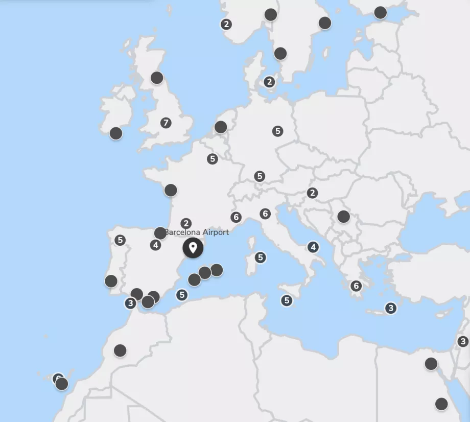 Destinations and Route map Vueling